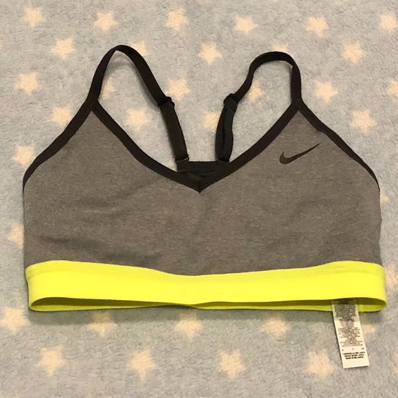 Nike Other - NWOT Nike Bra Neon Yellow Gray Small